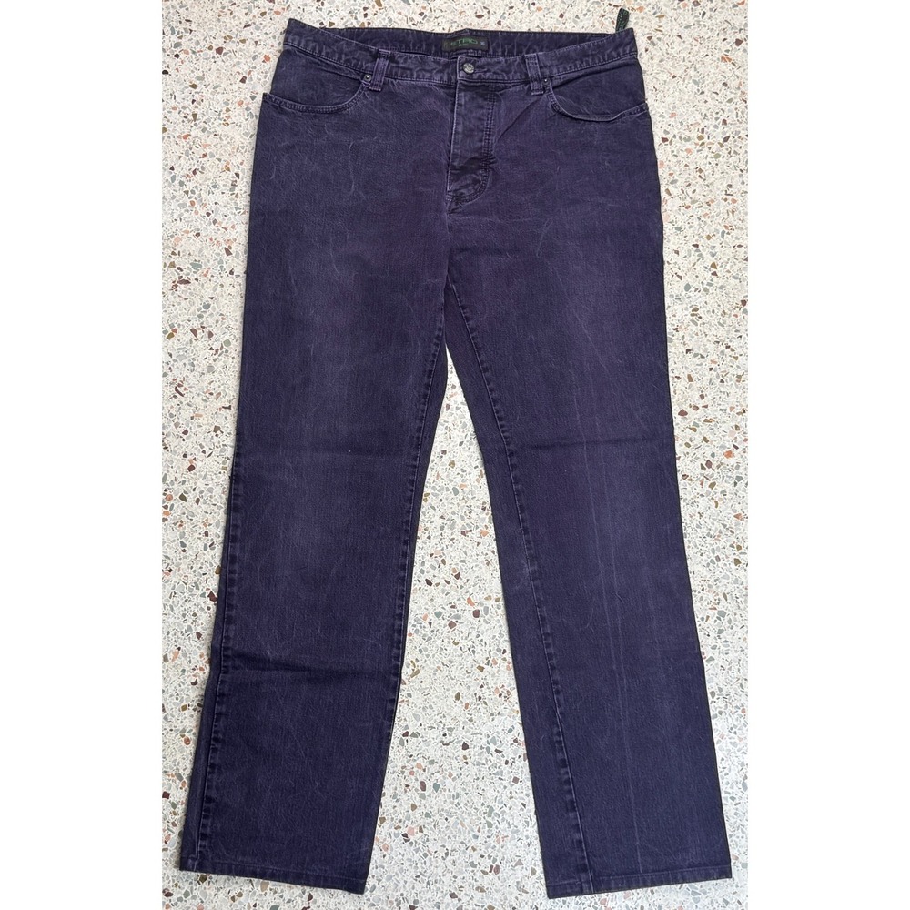 Etro Spa Milano Men's Embroidered Slash Pockets Purple Denim Jeans Size 36
